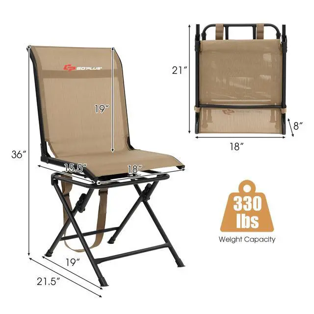 Alt view image 3 of 7 - Hunting Chair, 360° Swivel Hunting Blind Chair with Carrying Strap, 330LBS Capacity, Folding Silent Deer Hunting Chair, Portable Ground Blind Chair for Fishing Camping, No Assembly