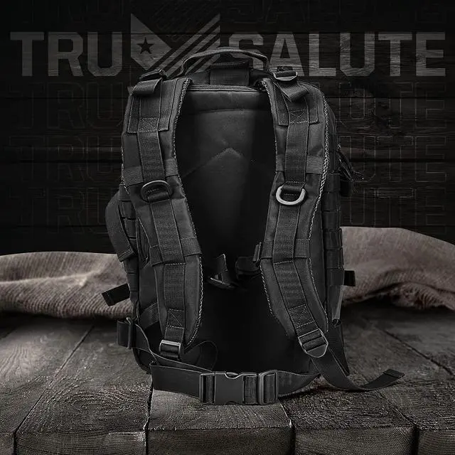 Alt view image 4 of 7 - 45L Military Black Tactical Backpack Large Army 3 Day Pack Molle Bug out Bag Rucksack Backpack Military Black
