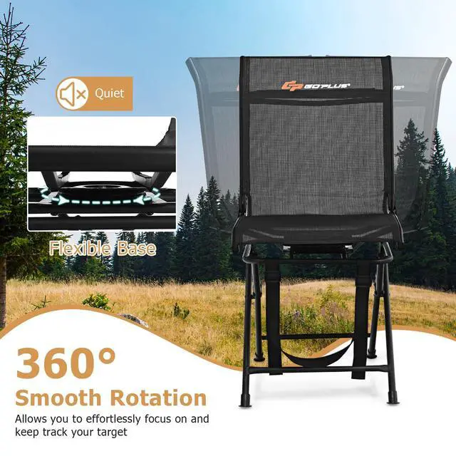 Alt view image 4 of 7 - Hunting Chair, 360° Swivel Hunting Blind Chair with Carrying Strap, 330LBS Capacity, Folding Silent Deer Hunting Chair, Portable Ground Blind Chair for Fishing Camping, No Assembly