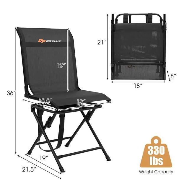 Alt view image 3 of 7 - Hunting Chair, 360° Swivel Hunting Blind Chair with Carrying Strap, 330LBS Capacity, Folding Silent Deer Hunting Chair, Portable Ground Blind Chair for Fishing Camping, No Assembly
