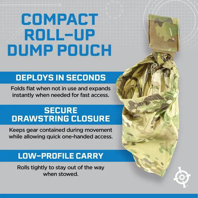 Alt view image 3 of 7 - MOLLE Dump Pouch, Roll-Up Utility Drop Bag | Compact MOLLE Pouch Holds Mags, Ammo or Small Gear - Drawstring Design for Belt, Vest or Field Setups