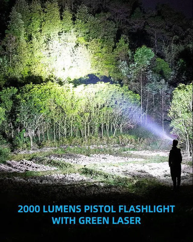 Alt view image 7 of 7 - 2000 Lumen Pistol Light Laser Combo, Magnetic Rechargeable Green Laser Light Combo with Quick Release Adjustable Slide Rail, Picatinny Flashlight for Home Defense, Range Training, Hunting