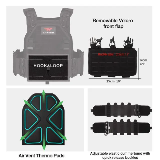 Alt view image 3 of 5 - Tactical Vest for Men Quick Release Laser-Cutting Modular Vest for Outdoor