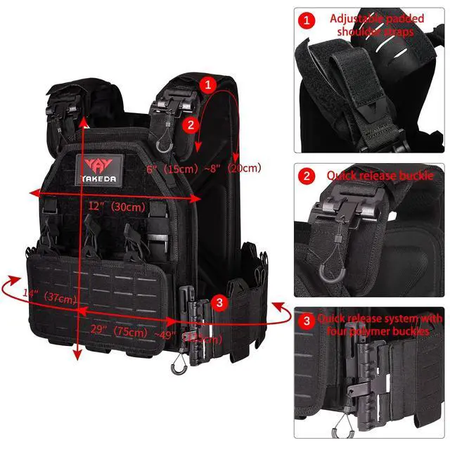 Alt view image 4 of 5 - Tactical Vest for Men Quick Release Laser-Cutting Modular Vest for Outdoor