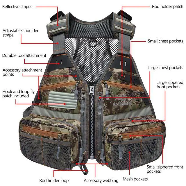 Alt view image 2 of 7 - Youths Kids Fly Fishing Vest for Adjustable Size with Multiple Pockets Trout Bass Fishing Gear FV09