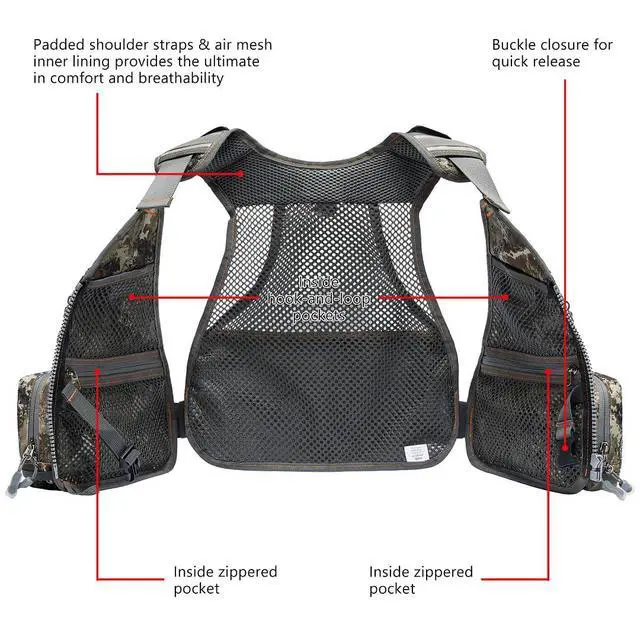 Alt view image 4 of 7 - Youths Kids Fly Fishing Vest for Adjustable Size with Multiple Pockets Trout Bass Fishing Gear FV09