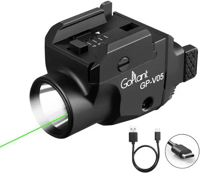 Main image of 1500 Lumens Aircraft-Grade Aluminum Compact Pistol Flashlight, Picatinny Flashlights Laser Weapon Light, Subcompact Tactical Pistol Lights,Green Laser Light Combo For Handgun, Rechargeable Gun Laser