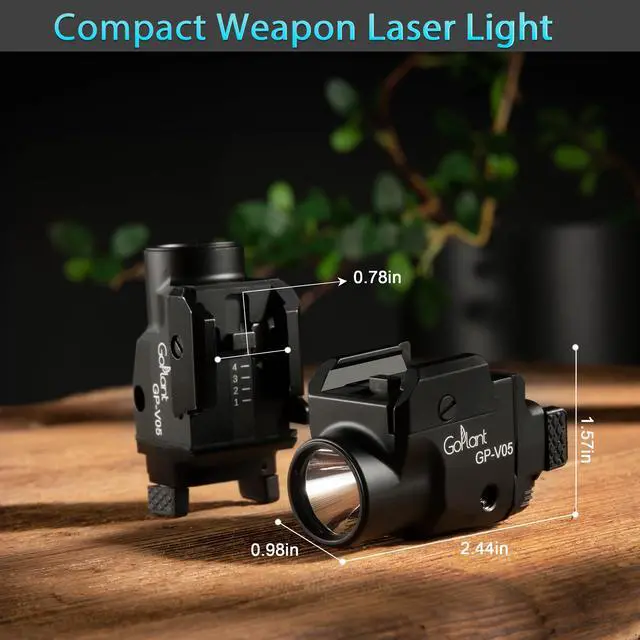 Alt view image 4 of 7 - 1500 Lumens Aircraft-Grade Aluminum Compact Pistol Flashlight, Picatinny Flashlights Laser Weapon Light, Subcompact Tactical Pistol Lights,Green Laser Light Combo For Handgun, Rechargeable Gun Laser