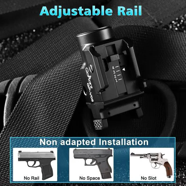 Alt view image 5 of 7 - 1500 Lumens Aircraft-Grade Aluminum Compact Pistol Flashlight, Picatinny Flashlights Laser Weapon Light, Subcompact Tactical Pistol Lights,Green Laser Light Combo For Handgun, Rechargeable Gun Laser