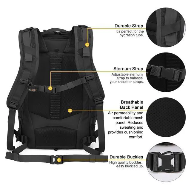 Alt view image 6 of 7 - 30L Molle Military Backpack, Tactical Backpack for Men, Cordura Backpack for Hiking,Camping,Trekking
