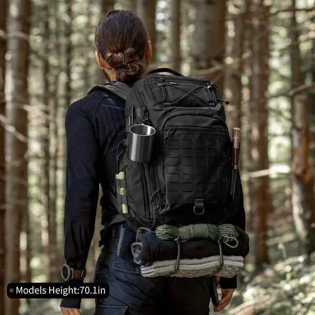 Alt view image 7 of 7 - 30L Molle Military Backpack, Tactical Backpack for Men, Cordura Backpack for Hiking,Camping,Trekking