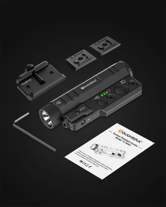 Alt view image 7 of 7 - Mlok Picatinny Tactical Flashlight Green Red Laser Sight Combo | 2400 Lumen Max Light, Momentary Strobe Function (Red Laser)