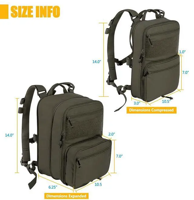 Alt view image 7 of 7 - Tactical Expandable Backpack MOLLE Backpack for Travelling Hiking Hunting (RG)