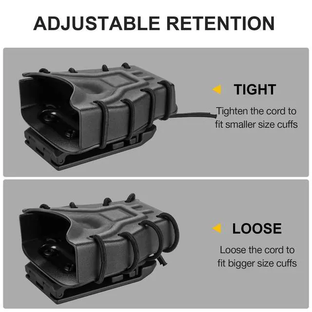 Alt view image 3 of 5 - Handcuff Case Compatible with ASP, Chain, Hinged, and Rigid Folding Handcuffs OWB Kydex Cuff Holder with Belt Clip or MOLLE Mount Fits 1.5"-2.25" Belts Black/Basketweave Options
