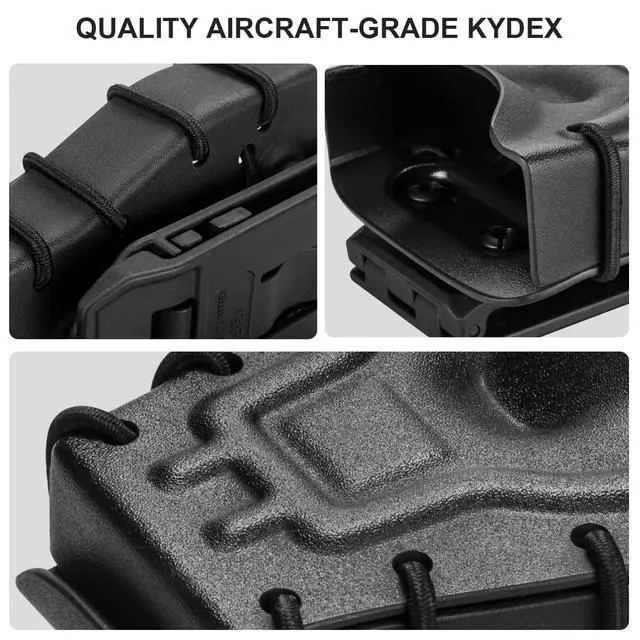 Alt view image 4 of 5 - Handcuff Case Compatible with ASP, Chain, Hinged, and Rigid Folding Handcuffs OWB Kydex Cuff Holder with Belt Clip or MOLLE Mount Fits 1.5"-2.25" Belts Black/Basketweave Options