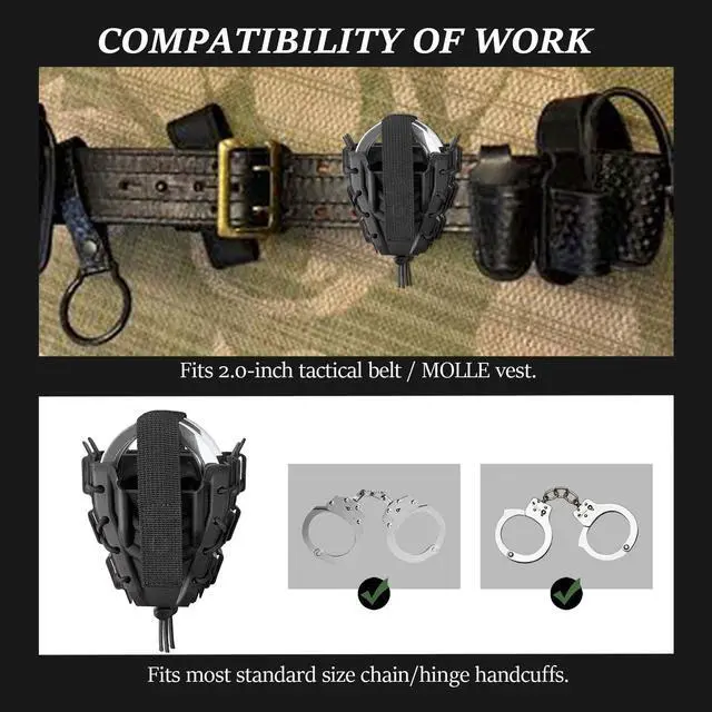 Alt view image 3 of 7 - Molle Handcuff Pouch, Cuff Case for Duty Belt, Fit Handcuff Holder for Duty Belt and Handcuffs Holster