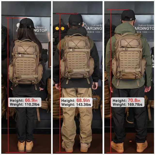Alt view image 7 of 7 - 35L Molle Tactical Military Backpack for MenCordura Backpack for Hiking,Camping,Survival