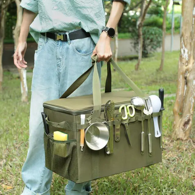 Alt view image 2 of 6 - Tactical Camping Storage Bag - 46L Utility Tote Bag Trunk Organizer (Army Green)