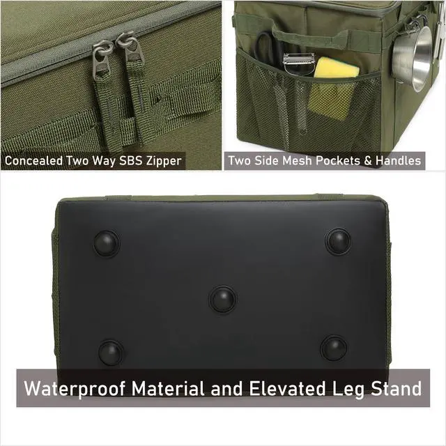 Alt view image 6 of 6 - Tactical Camping Storage Bag - 46L Utility Tote Bag Trunk Organizer (Army Green)