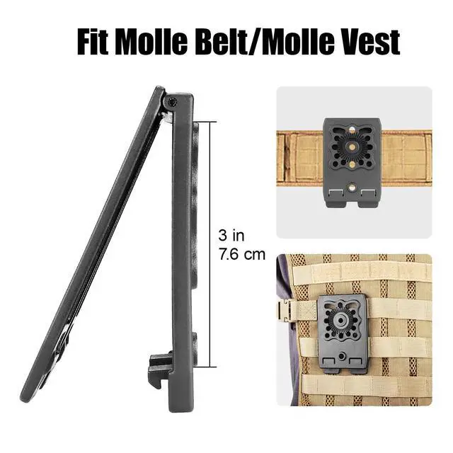 Alt view image 3 of 5 - Handcuff Case Compatible with ASP, Chain, Hinged, and Rigid Folding Handcuffs OWB Kydex Cuff Holder with Belt Clip or MOLLE Mount Fits 1.5"-2.25" Belts Black/Basketweave Options