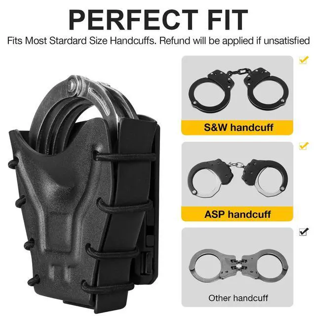 Alt view image 2 of 5 - Handcuff Case Compatible with ASP, Chain, Hinged, and Rigid Folding Handcuffs OWB Kydex Cuff Holder with Belt Clip or MOLLE Mount Fits 1.5"-2.25" Belts Black/Basketweave Options