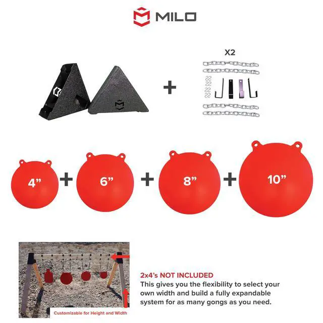 Alt view image 2 of 7 - AR500 4", 6", 8", 10" Target Set System 3/8 Inch Thick Steel Shooting Targets with Stand, All Parts Replaceable Separately for Outdoor Range and Shooting Practice