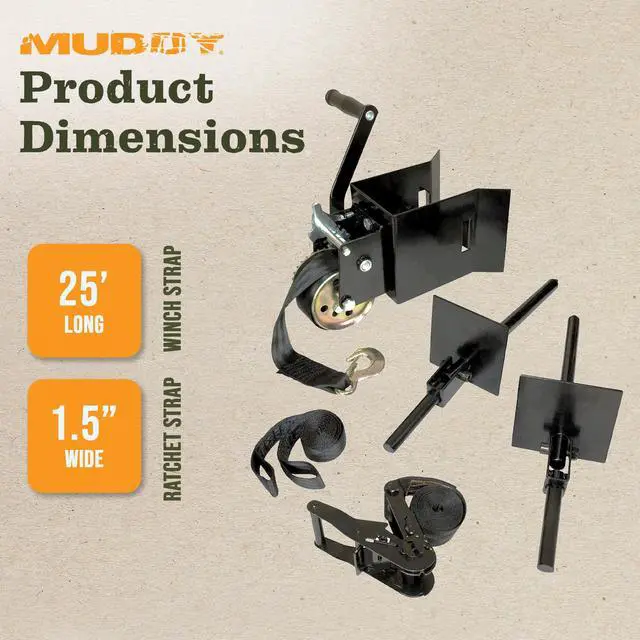 Alt view image 3 of 6 - Hunting Ladderstand Tree Stand Installation Hoist Kit with 25 Foot Heavy Duty Winch Strap, Solid Steel Winch, and Pully System