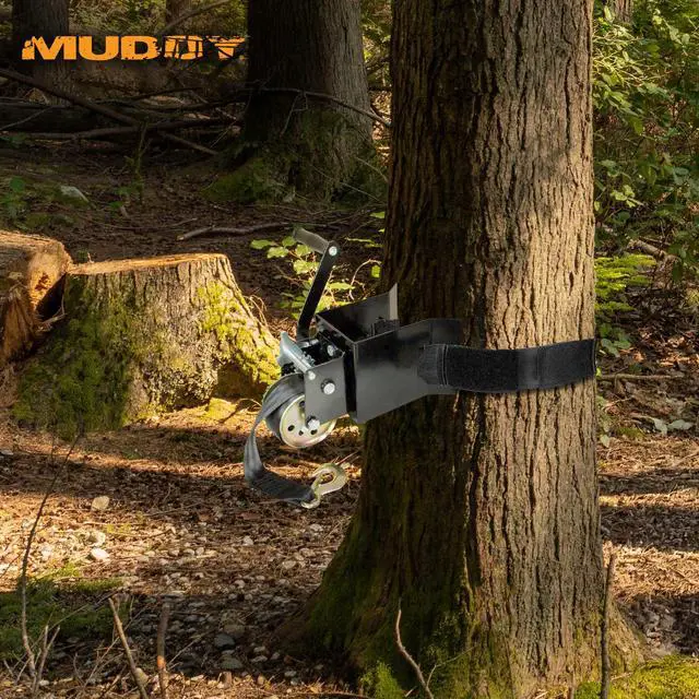Alt view image 4 of 6 - Hunting Ladderstand Tree Stand Installation Hoist Kit with 25 Foot Heavy Duty Winch Strap, Solid Steel Winch, and Pully System