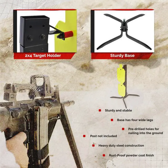 Alt view image 4 of 7 - Target Stand System NP550 Steel 12"x 20" Shooting Silhouette and 2x4 | Target Stand Base with Post for Tactical Training Scenarios Powder Coated Black Green
