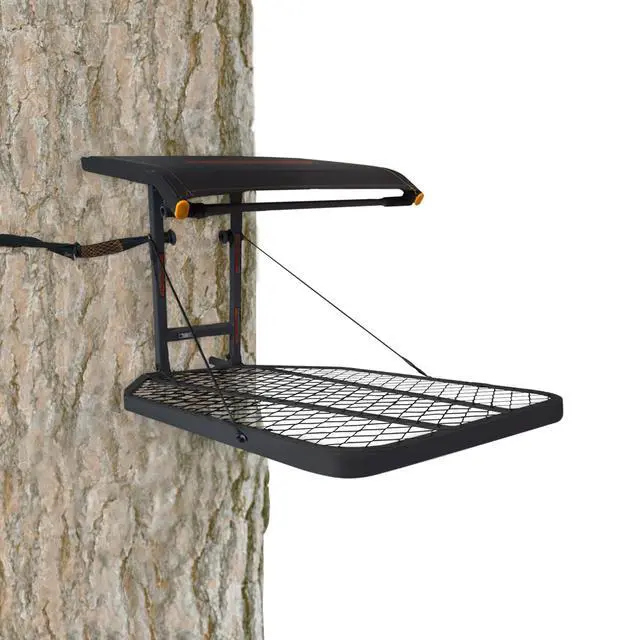 Alt view image 6 of 7 - Captain Hang-On Treestand, Lightweight Steel Construction & Flip-Back 14" x 12" Flex-Tek Seat, 300 lbs Weight Rating, & Foot Platform