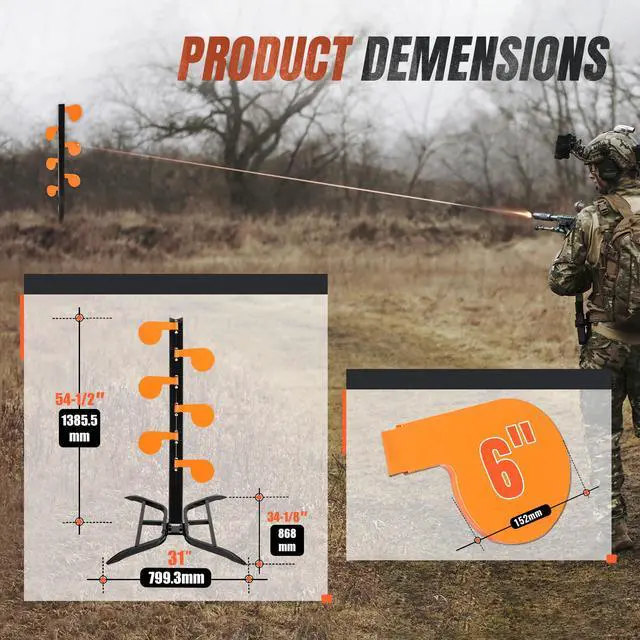 Alt view image 2 of 7 - 6" Dueling Tree Steel Target Kit, Portable Shooting Target for | Pistol and Rimfire Training and Shooting