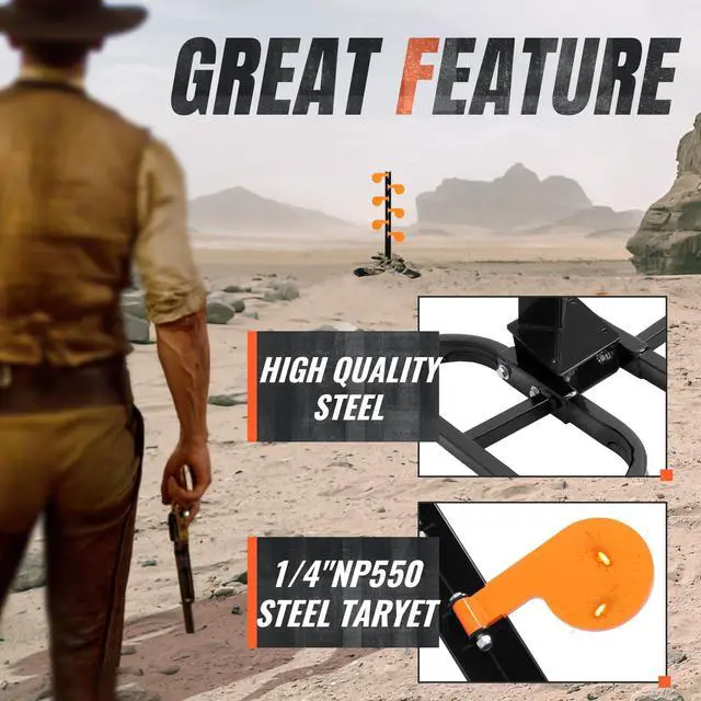 Alt view image 4 of 7 - 6" Dueling Tree Steel Target Kit, Portable Shooting Target for | Pistol and Rimfire Training and Shooting