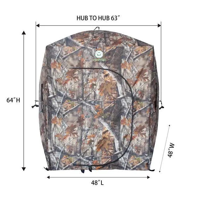 Alt view image 4 of 7 - 6 Foot Tripod Hunting Tower Blind, 2-Person Stand Elevated, 4' x 4' Platform for Deer Hunting, Antelope and Elk, Camouflage