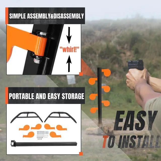 Alt view image 3 of 7 - 6" Dueling Tree Steel Target Kit, Portable Shooting Target for | Pistol and Rimfire Training and Shooting