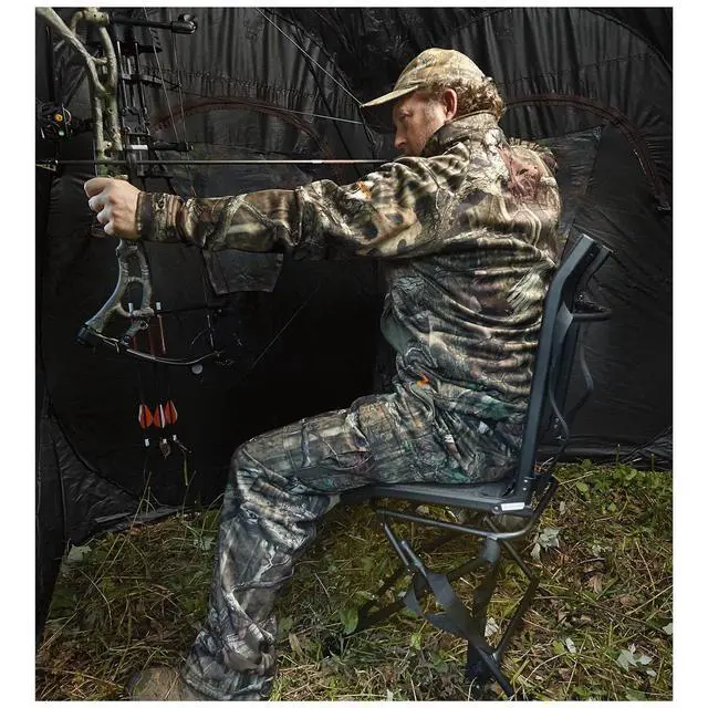 Alt view image 2 of 5 - 360º Swivel Hunting Blind Chair, Lightweight, Portable Mesh Hunt Seat, 300-lbs Capacity