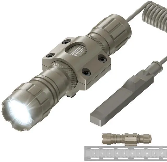 Main image of Rifle Light M Lock Flashlight 1200 Lumens IP65 Waterproof LED Rail Mounted Ar Tactical Flashlight with Pressure Switch (Khaki)