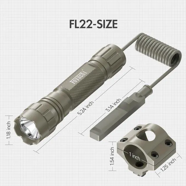 Alt view image 4 of 7 - Rifle Light M Lock Flashlight 1200 Lumens IP65 Waterproof LED Rail Mounted Ar Tactical Flashlight with Pressure Switch (Khaki)