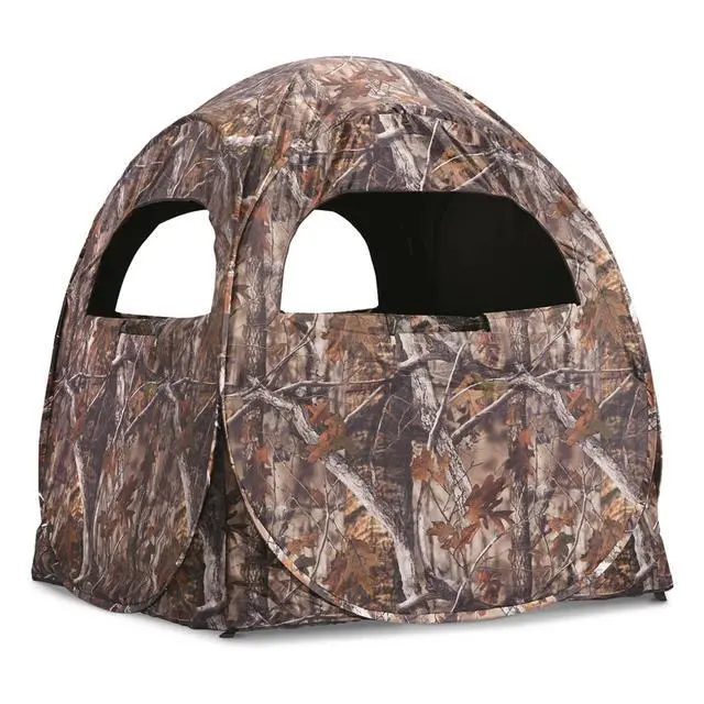 Alt view image 2 of 7 - HuntRite Deluxe 4-Panel Spring Steel Hunting Blind; 2 Person Ground Tent for Deer and Turkey Season