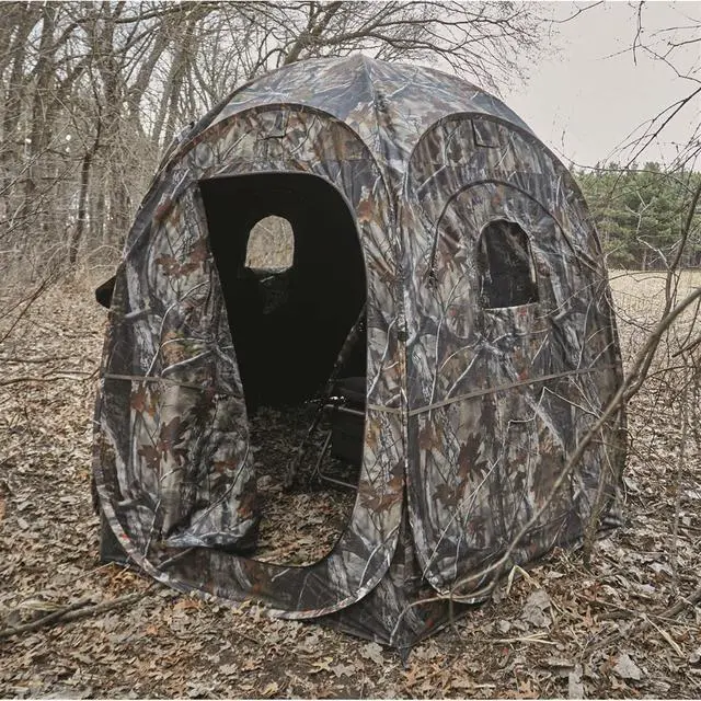 Alt view image 3 of 7 - HuntRite Deluxe 4-Panel Spring Steel Hunting Blind; 2 Person Ground Tent for Deer and Turkey Season