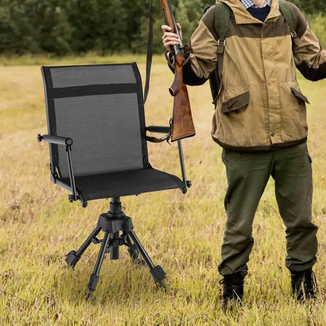 Alt view image 2 of 7 - Hunting Chair, 360 Degree Silent Swivel Blind Chair with 4 Adjustable Legs, Foot Pads & Armrests, Portable Folding Hunting Chairs for Blinds, Fishing, Camping