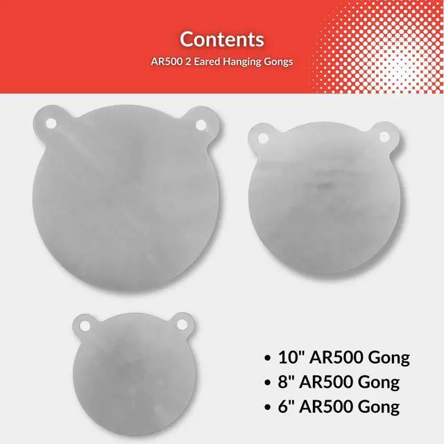 Alt view image 7 of 7 - AR500 Steel Targets - 2100 FPE - 3/8 Inch AR500 Steel Gong - Laser Cut, Zinc Plated, Reactive