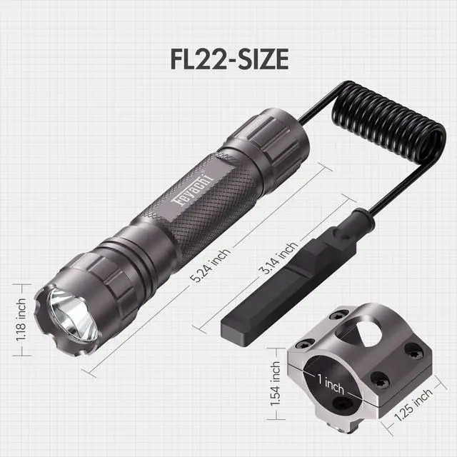 Alt view image 4 of 7 - FL22 Light M Lock Flashlight 1200 Lumens IP65 Waterproof LED Rail Mounted Tactical Flashlight with Pressure Switch (Nickel)