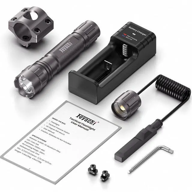 Alt view image 7 of 7 - FL22 Light M Lock Flashlight 1200 Lumens IP65 Waterproof LED Rail Mounted Tactical Flashlight with Pressure Switch (Nickel)