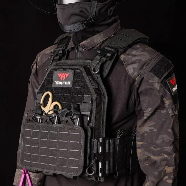 Alt view image 5 of 7 - Tactical Vest for Men Quick Release Laser-Cutting Modular Vest for Outdoor