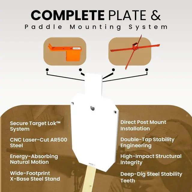 Alt view image 3 of 7 - RangeTime AR500 Steel Shooting Target Stand System 12x20 1/2" IPSC Target Silhouette Plate, 2x4 Target Stand & Lok Mount, Heavy Duty Shooting Targets Stand for Rifle & Pistol Range Practice USA Made