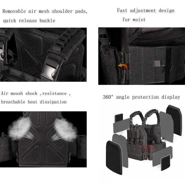 Alt view image 3 of 5 - 1000D Tactical Vest for Men Quick Release Modular Vest Adjustable Vest Outdoor