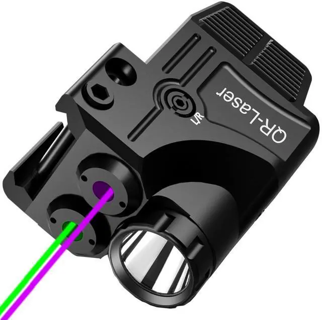 Main image of Red Green Purple Blue Laser Light Combo, 800 Lumens Tactical Flashlight Laser Sight, Built-in USB Rechargeable Battery, Adjustable Compact Tactical LED Light Laser Beams for Handguns with a Rail