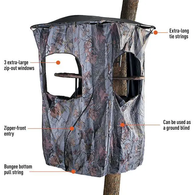 Alt view image 2 of 2 - Universal Tree Stand Blind Kit for Hunting, Elevated Deer Blinds, Camo Tent