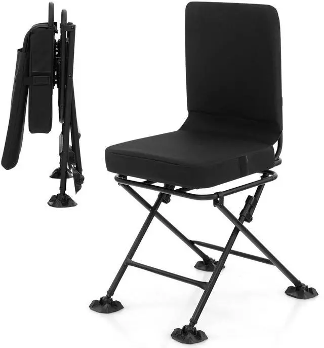 Main image of Hunting Chair, 360 Degree Swivel Hunting Blind Chair with Padded Cushion, Adjustable Foot Pads, Camouflage Portable Folding Hunting Chairs for Blinds, Fishing, Camping