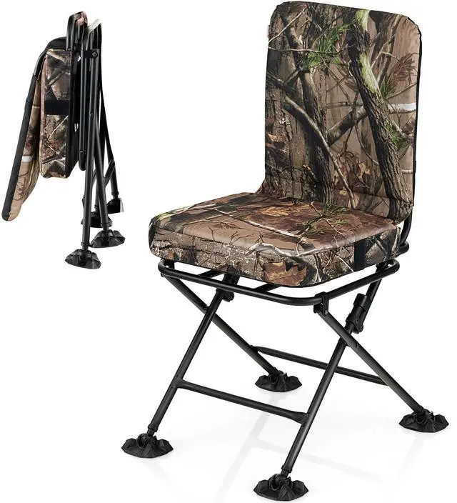 Main image of Hunting Chair, 360 Degree Swivel Camouflage Portable Folding Hunting Blind Chair with Padded Cushion, Adjustable Foot Pads for Blinds, Fishing, Camping